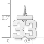 Sterling Silver/Rhodium-plated Polished Number 33 Charm