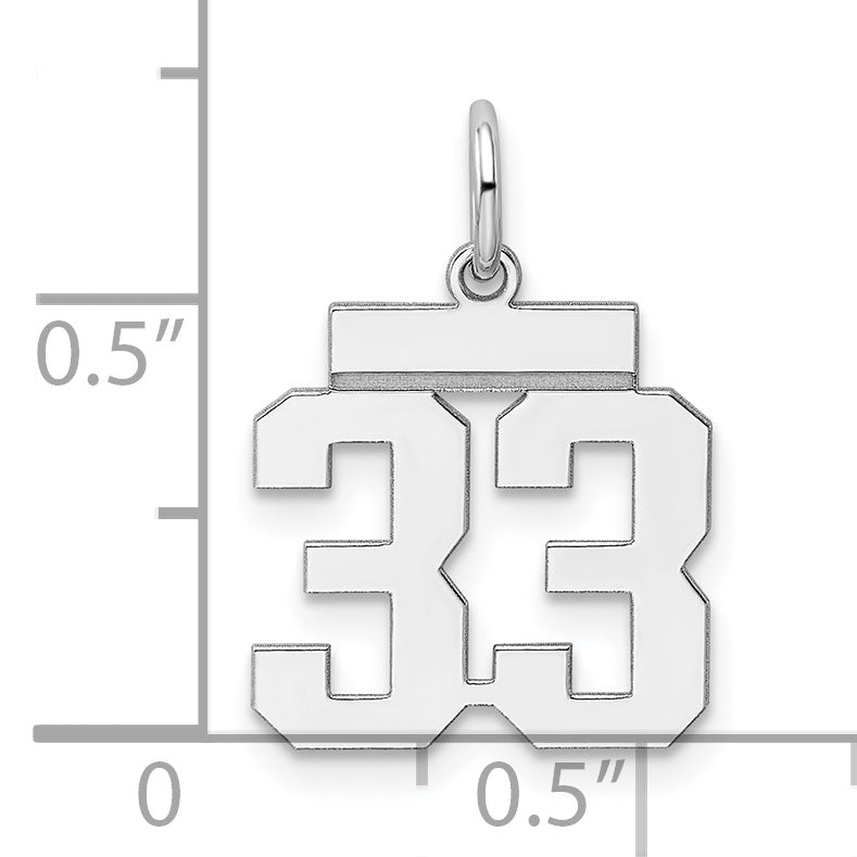 Sterling Silver/Rhodium-plated Polished Number 33 Charm