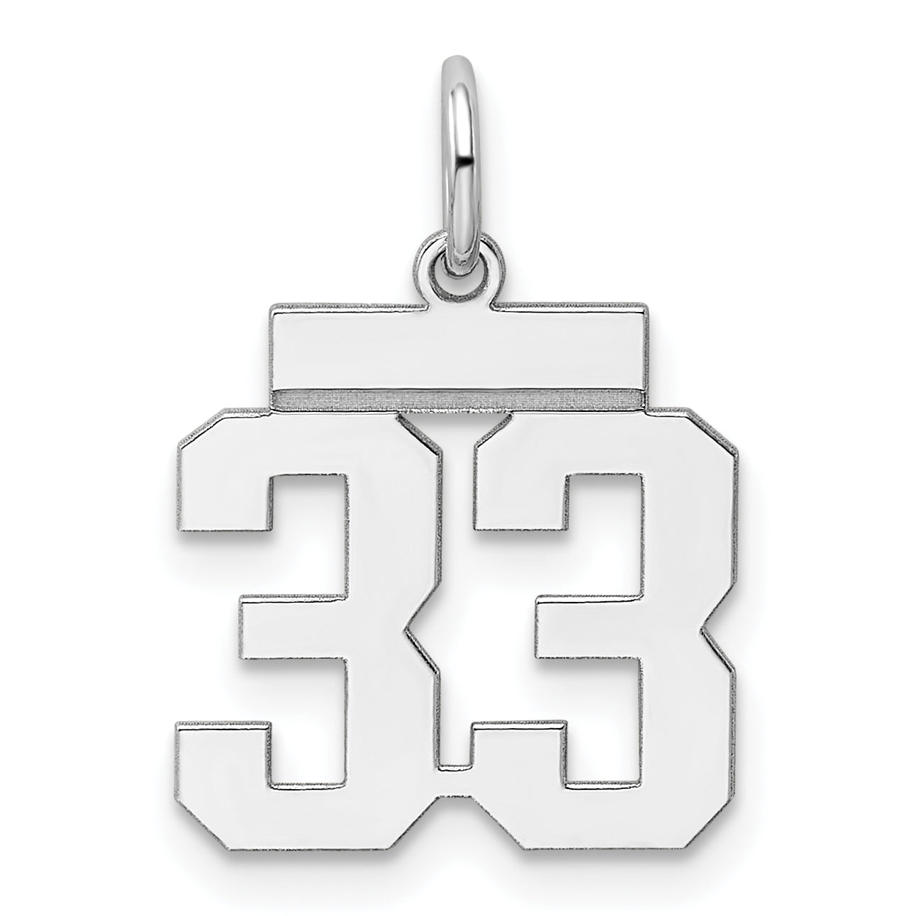 Sterling Silver/Rhodium-plated Polished Number 33 Charm Main image