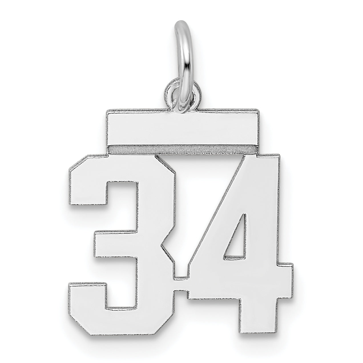 Sterling Silver/Rhodium-plated Polished Number 34 Charm Main image