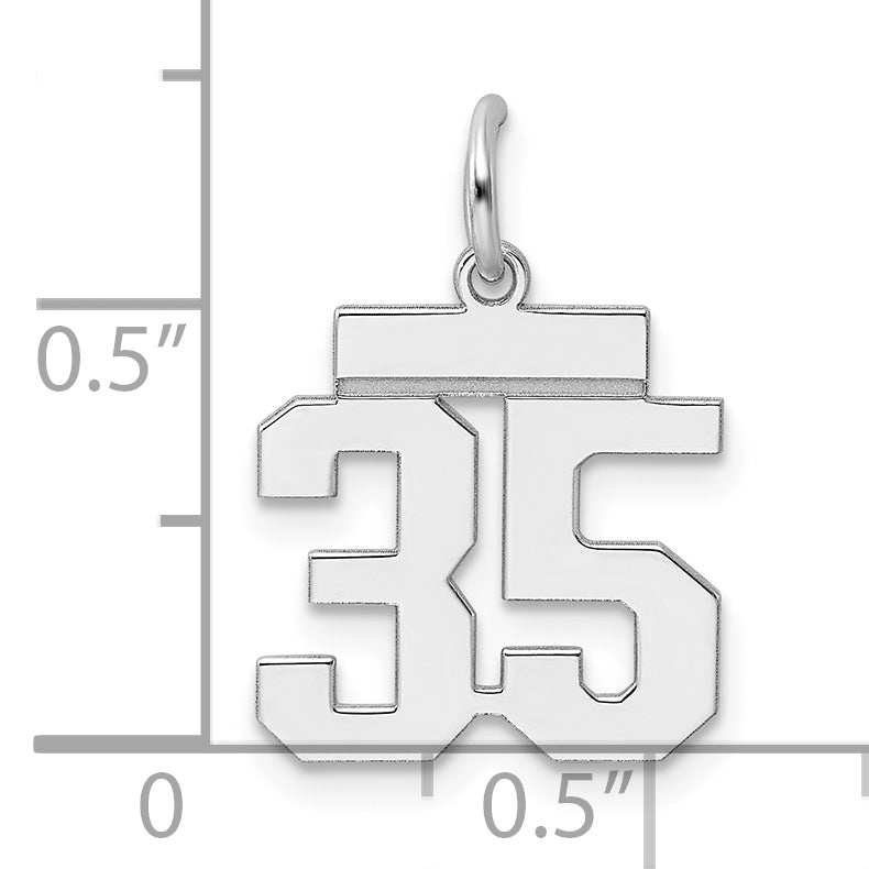 Sterling Silver Rhodium-plated Small Polished Number 35 Charm