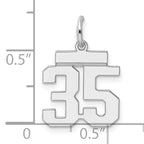 Sterling Silver Rhodium-plated Small Polished Number 35 Charm