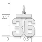 Sterling Silver Rhodium-plated Small Polished Number 36 Charm