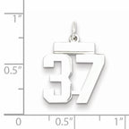Sterling Silver Rhodium-plated Small Polished Number 37 Charm