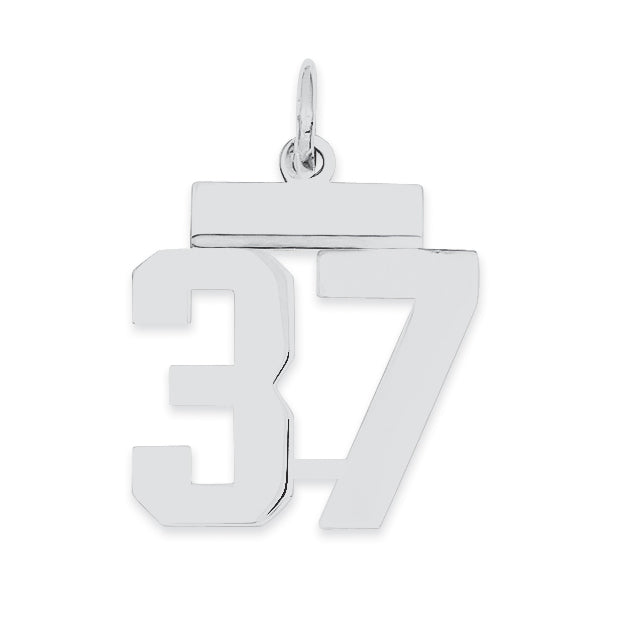 Sterling Silver/Rhodium-plated Polished Number 37 Charm