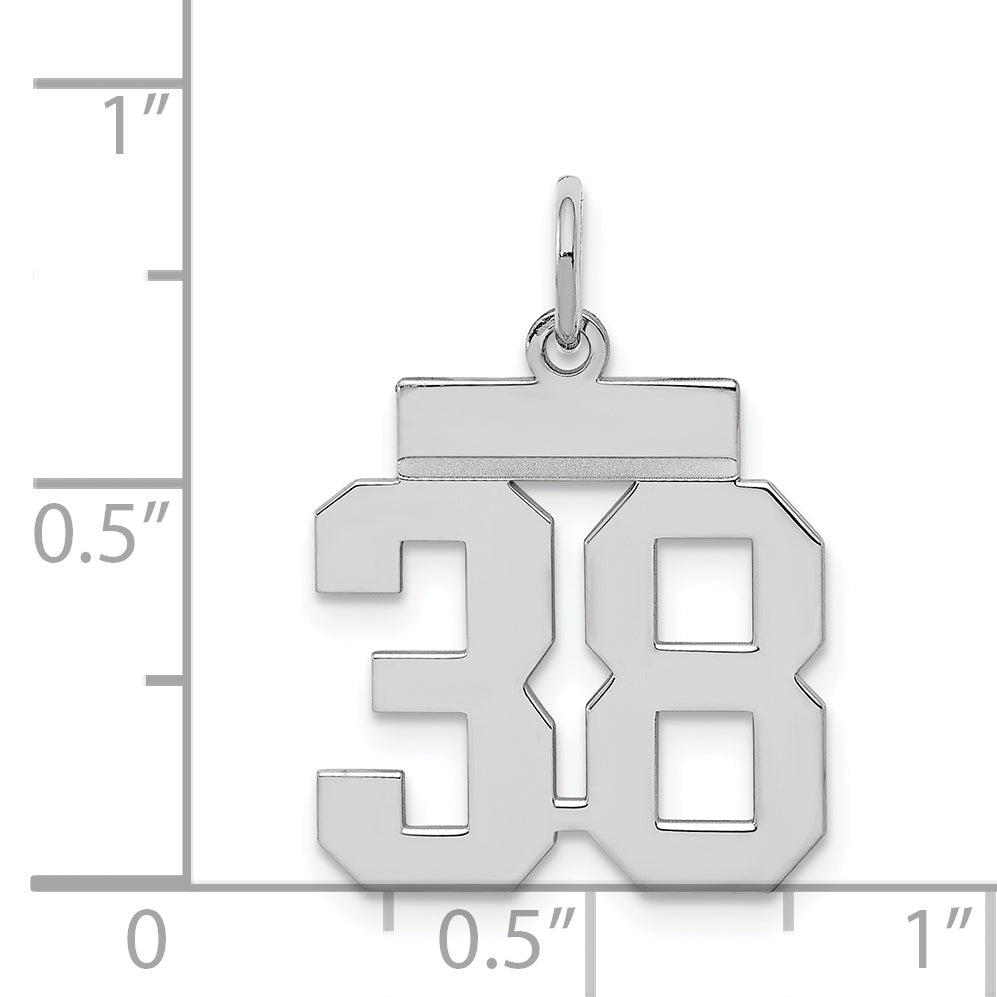 Sterling Silver/Rhodium-plated Polished Number 38 Charm