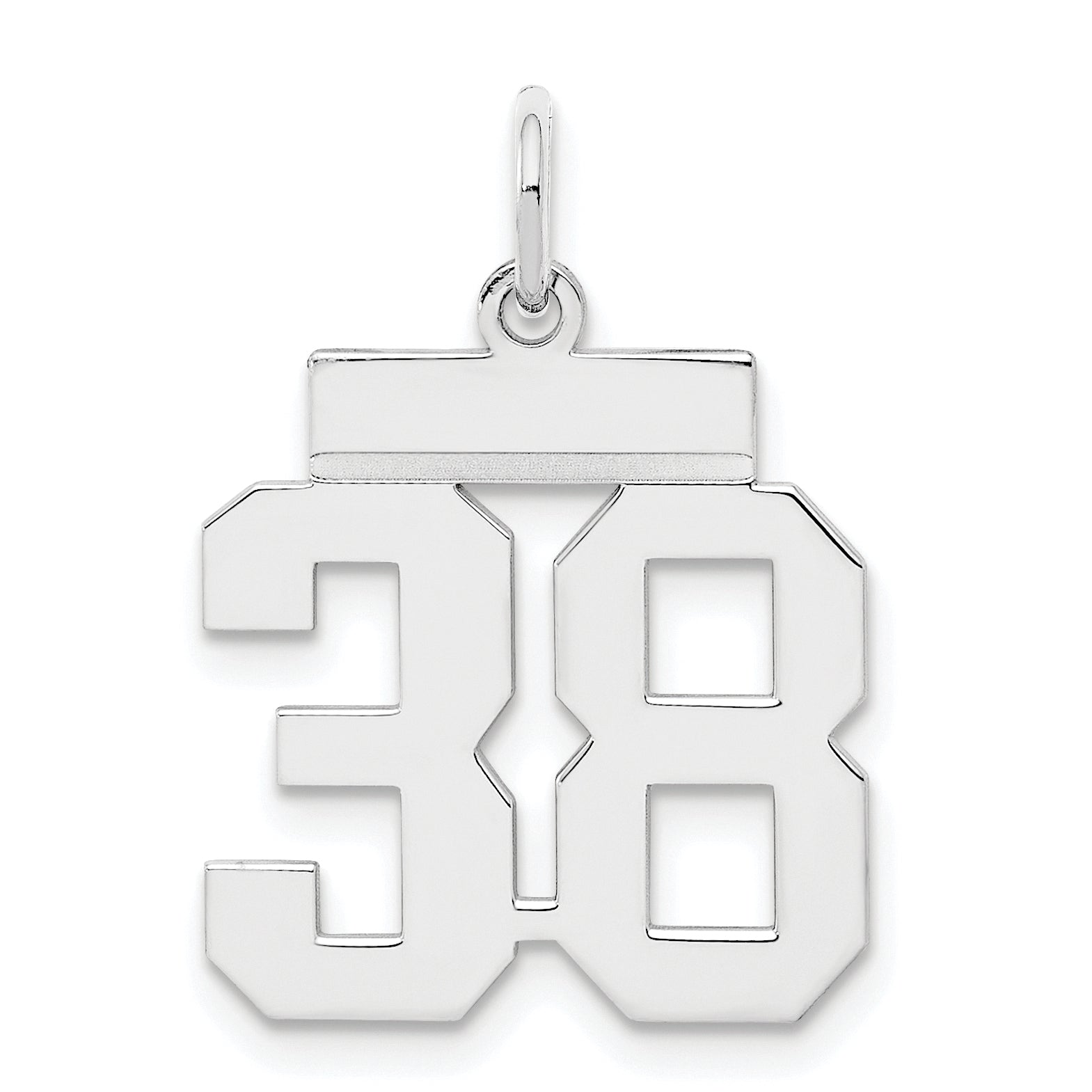 Sterling Silver/Rhodium-plated Polished Number 38 Charm Main image