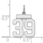 Sterling Silver Rhodium-plated Small Polished Number 39 Charm