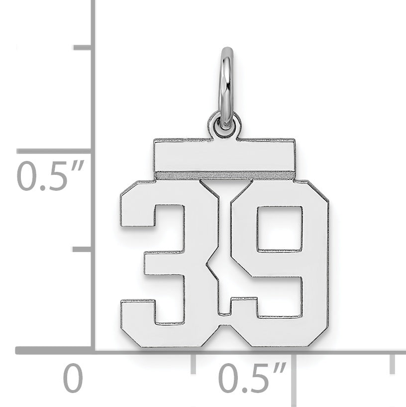 Sterling Silver Rhodium-plated Small Polished Number 39 Charm