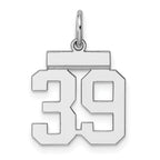Sterling Silver/Rhodium-plated Polished Number 39 Charm