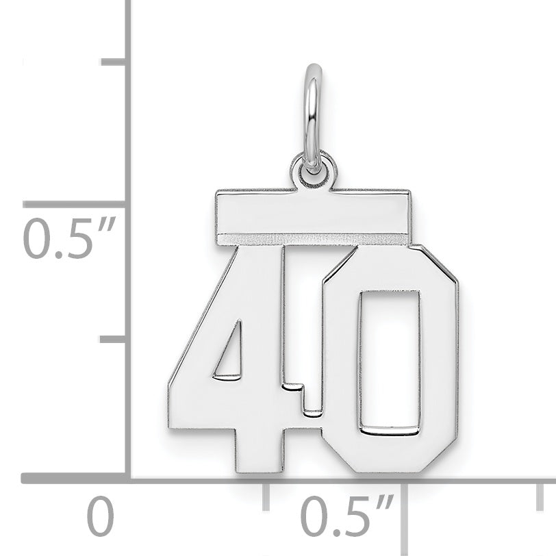 Sterling Silver Rhodium-plated Small Polished Number 40 Charm