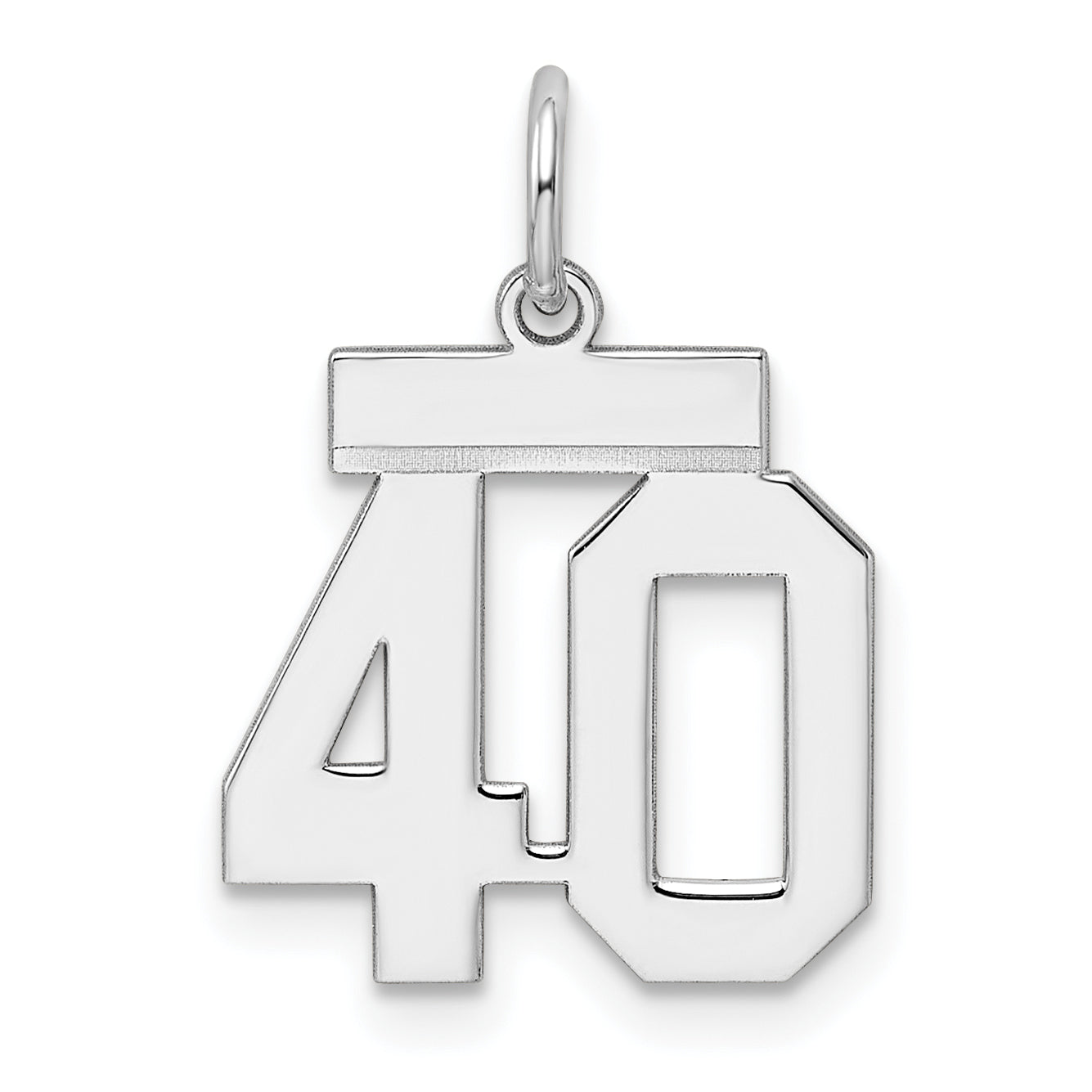 Sterling Silver/Rhodium-plated Polished Number 40 Charm Main image