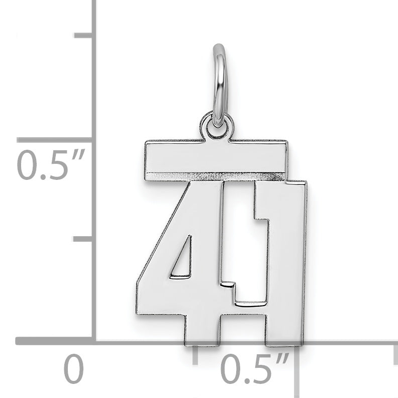 Sterling Silver Rhodium-plated Small Polished Number 41 Charm
