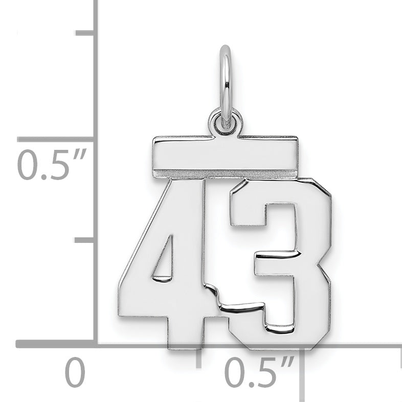 Sterling Silver Rhodium-plated Small Polished Number 43 Charm