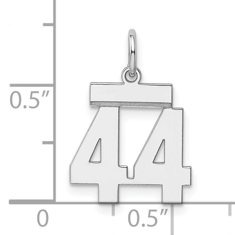 Sterling Silver Rhodium-plated Small Polished Number 44 Charm