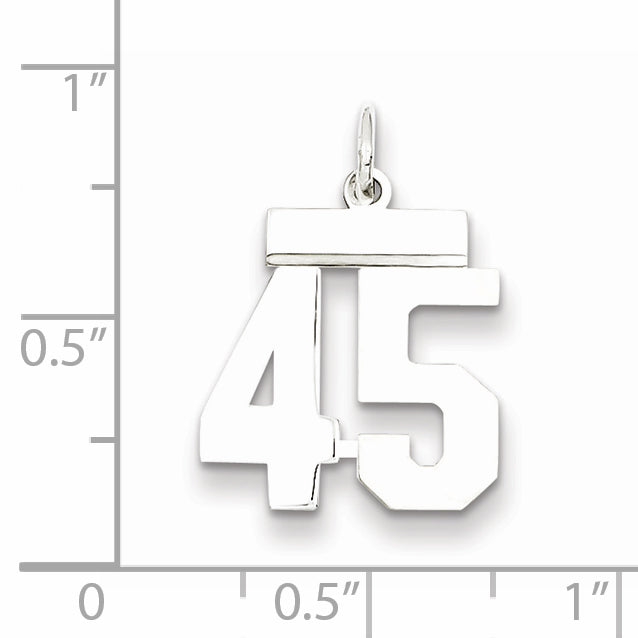 Sterling Silver Rhodium-plated Small Polished Number 45 Charm