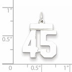 Sterling Silver Rhodium-plated Small Polished Number 45 Charm