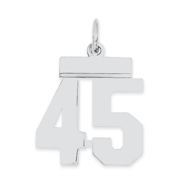 Sterling Silver/Rhodium-plated Polished Number 45 Charm