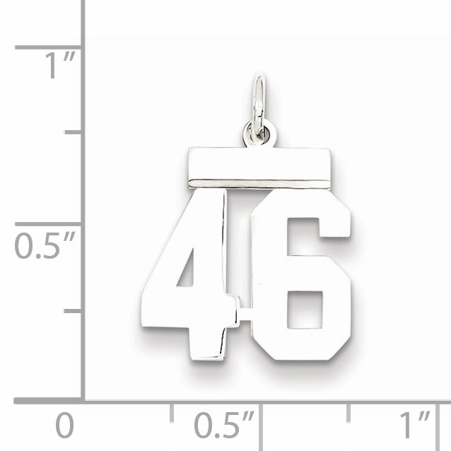 Sterling Silver Rhodium-plated Small Polished Number 46 Charm