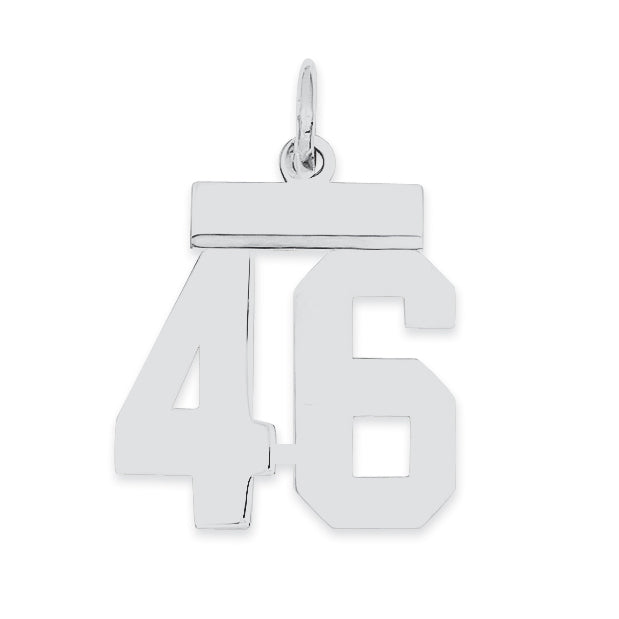 Sterling Silver/Rhodium-plated Polished Number 46 Charm