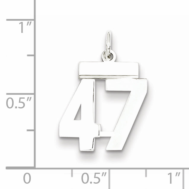 Sterling Silver Rhodium-plated Small Polished Number 47 Charm