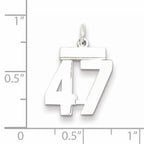 Sterling Silver Rhodium-plated Small Polished Number 47 Charm