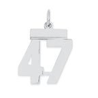 Sterling Silver/Rhodium-plated Polished Number 47 Charm