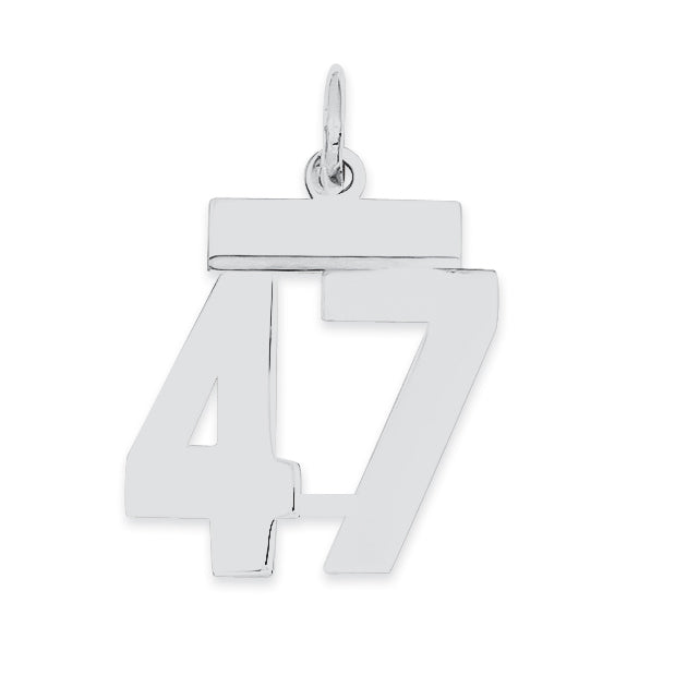 Sterling Silver/Rhodium-plated Polished Number 47 Charm