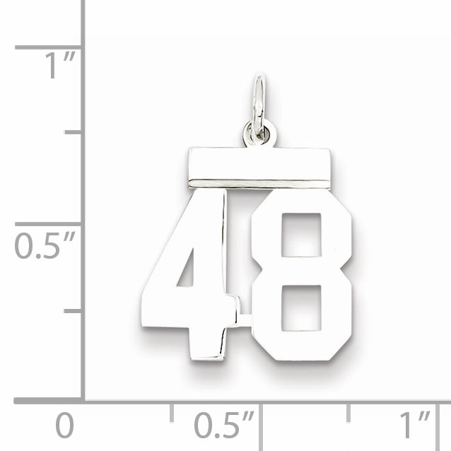 Sterling Silver Rhodium-plated Small Polished Number 48 Charm