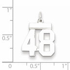 Sterling Silver Rhodium-plated Small Polished Number 48 Charm