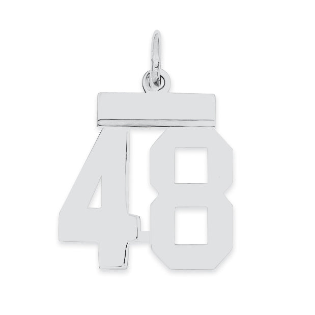 Sterling Silver/Rhodium-plated Polished Number 48 Charm Main image