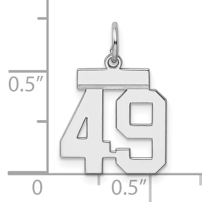 Sterling Silver Rhodium-plated Small Polished Number 49 Charm