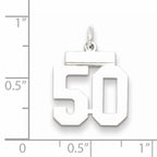 Sterling Silver Rhodium-plated Small Polished Number 50 Charm
