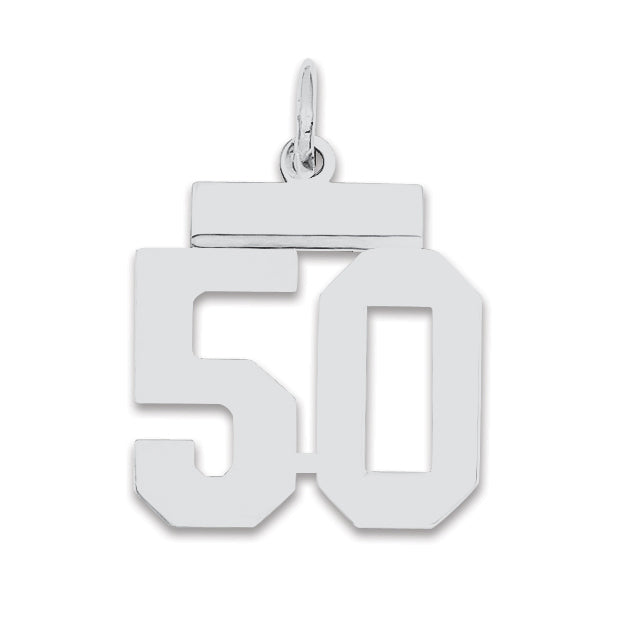 Sterling Silver/Rhodium-plated Polished Number 50 Charm
