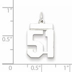 Sterling Silver Rhodium-plated Small Polished Number 51 Charm