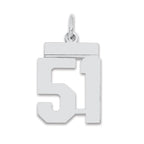 Sterling Silver/Rhodium-plated Polished Number 51 Charm