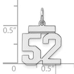 Sterling Silver Rhodium-plated Small Polished Number 52 Charm
