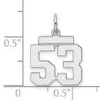 Sterling Silver Rhodium-plated Small Polished Number 53 Charm