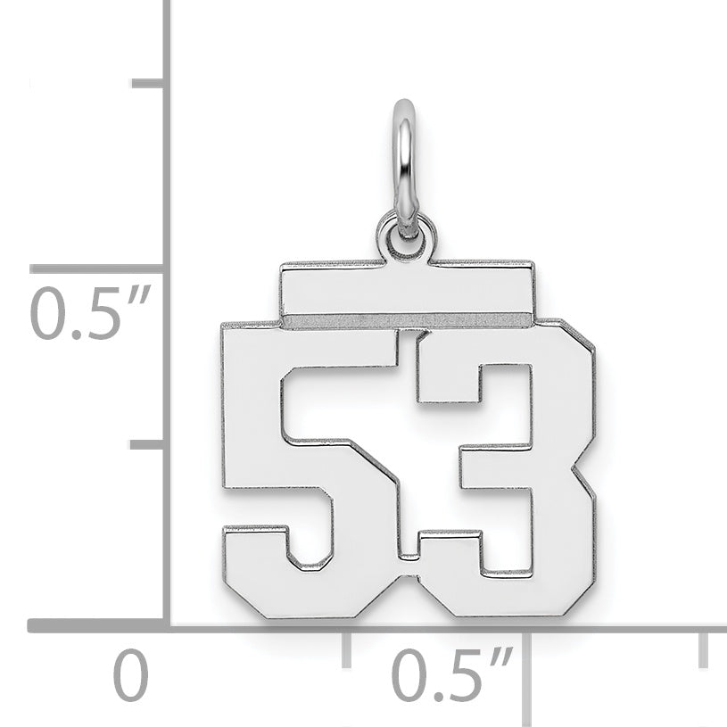 Sterling Silver Rhodium-plated Small Polished Number 53 Charm