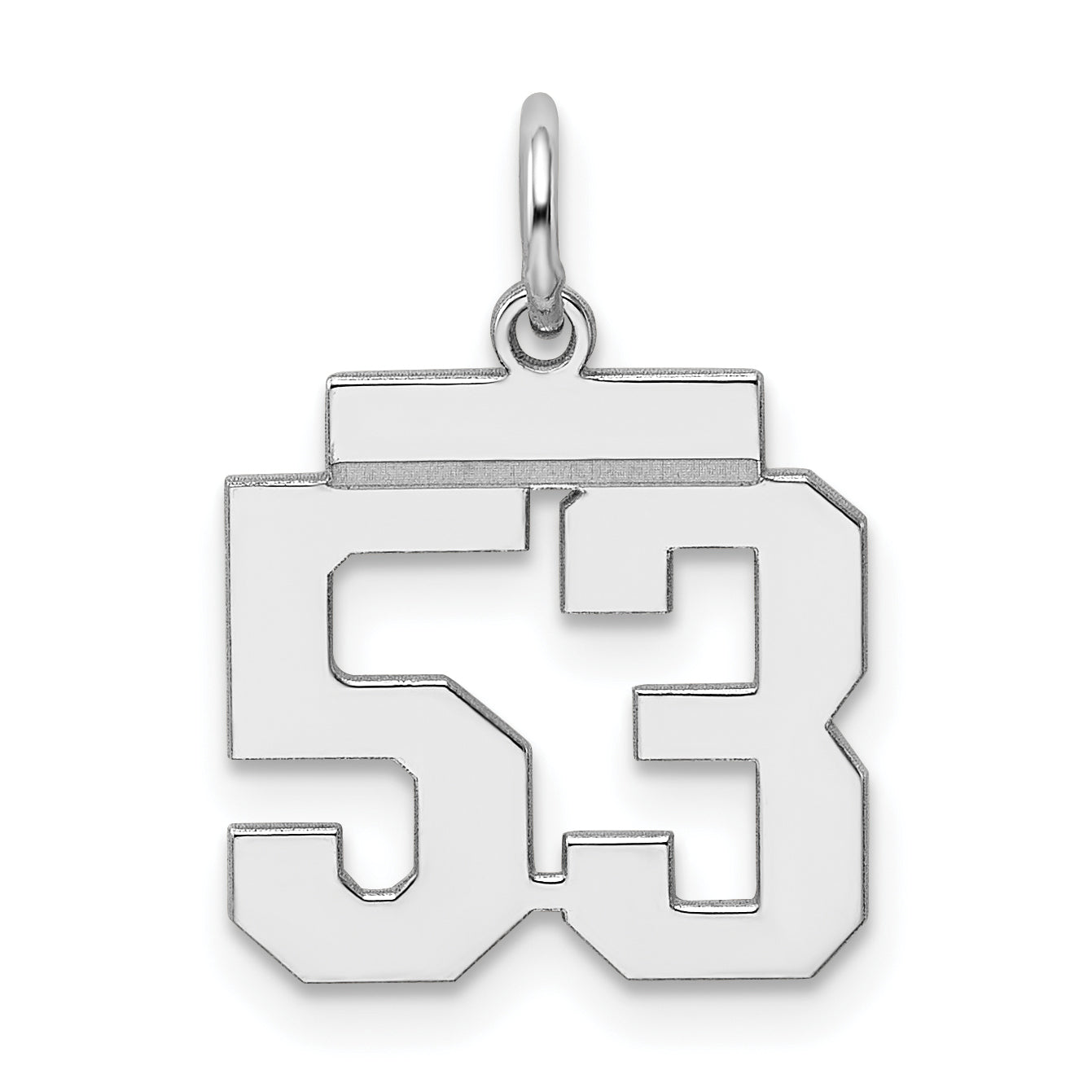 Sterling Silver/Rhodium-plated Polished Number 53 Charm