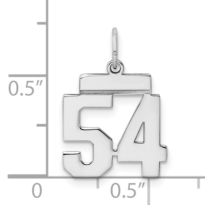 Sterling Silver Rhodium-plated Small Polished Number 54 Charm