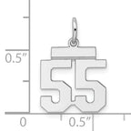 Sterling Silver Rhodium-plated Small Polished Number 55 Charm