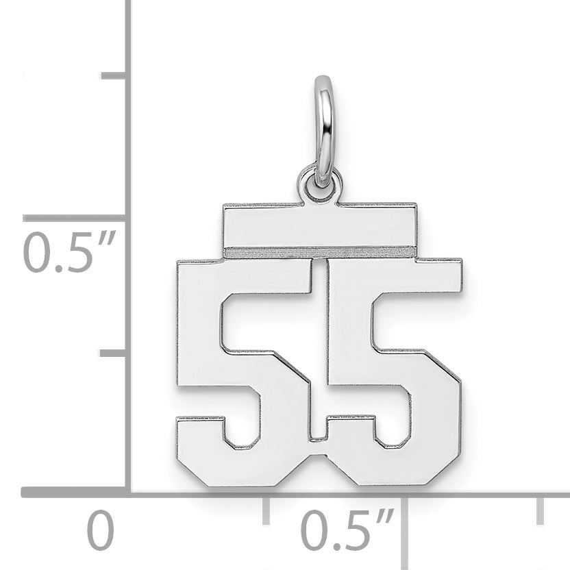Sterling Silver Rhodium-plated Small Polished Number 55 Charm