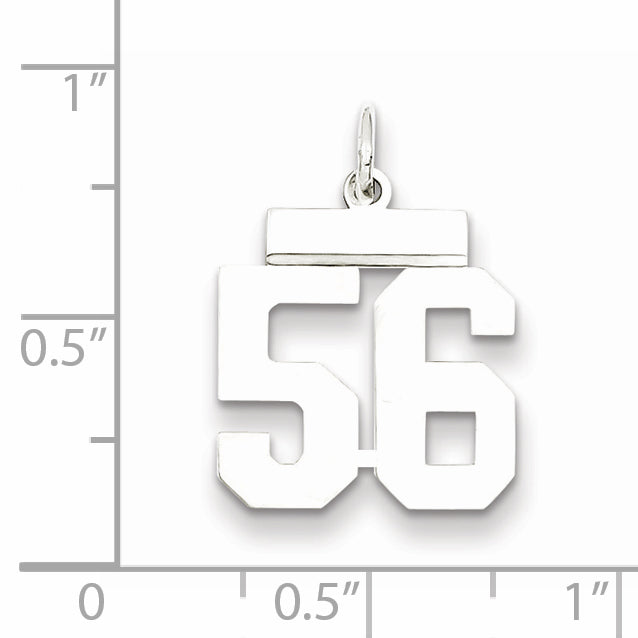Sterling Silver Rhodium-plated Small Polished Number 56 Charm Secondary image