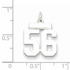 Sterling Silver Rhodium-plated Small Polished Number 56 Charm