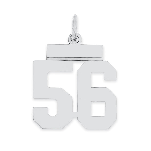 Sterling Silver/Rhodium-plated Polished Number 56 Charm