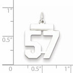 Sterling Silver Rhodium-plated Small Polished Number 57 Charm