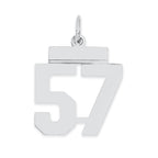 Sterling Silver/Rhodium-plated Polished Number 57 Charm