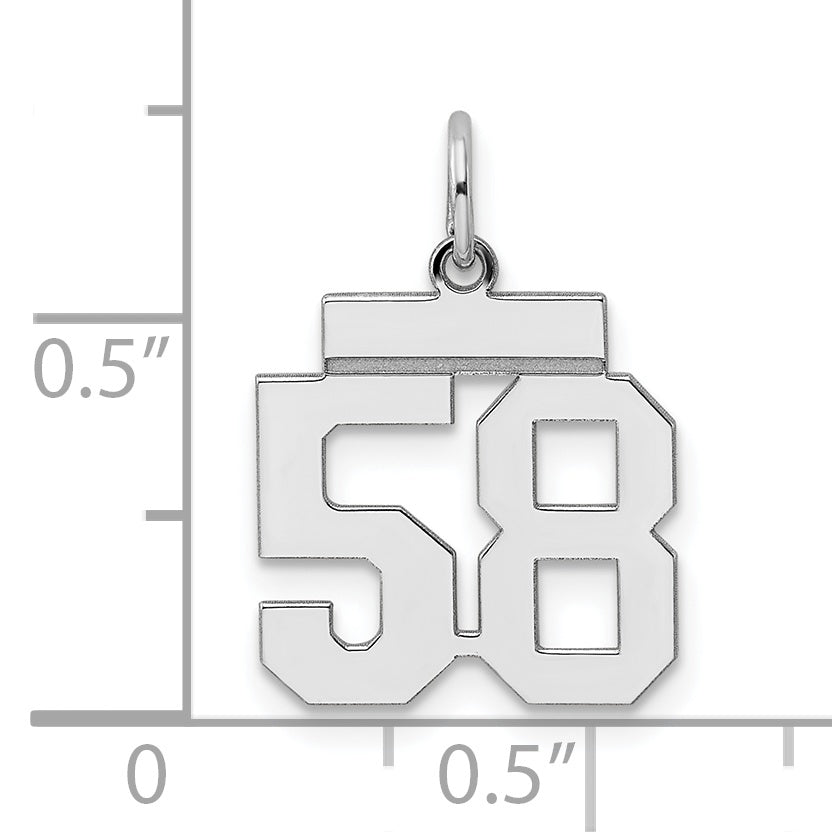 Sterling Silver Rhodium-plated Small Polished Number 58 Charm