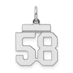 Sterling Silver/Rhodium-plated Polished Number 58 Charm